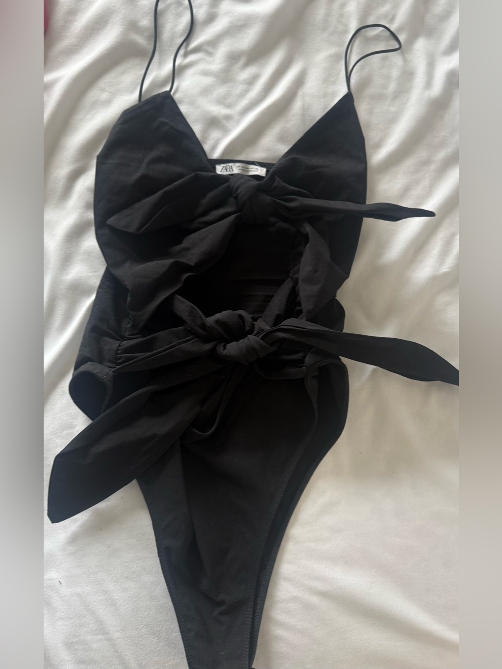 Zara Black Bow-Tie Bodysuit